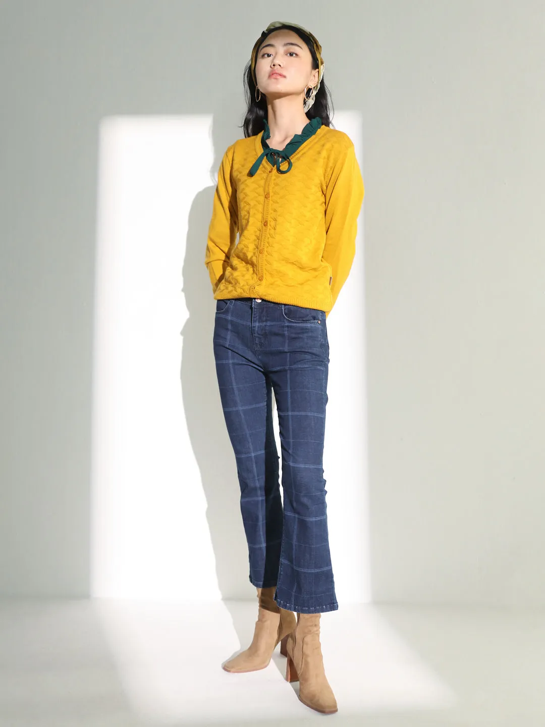Check Bootcut Jeans