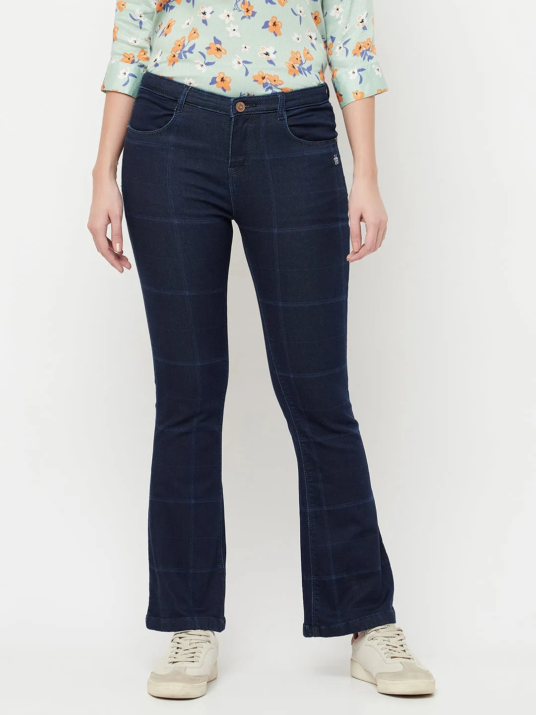 Check Bootcut Jeans