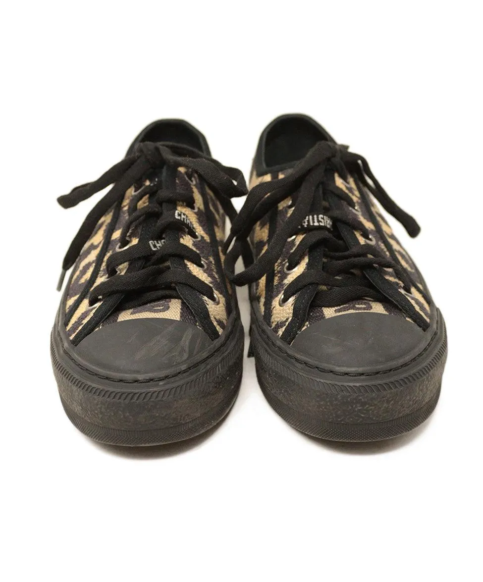 Christian Dior Black & Brown Leopard Print Sneakers sz 5