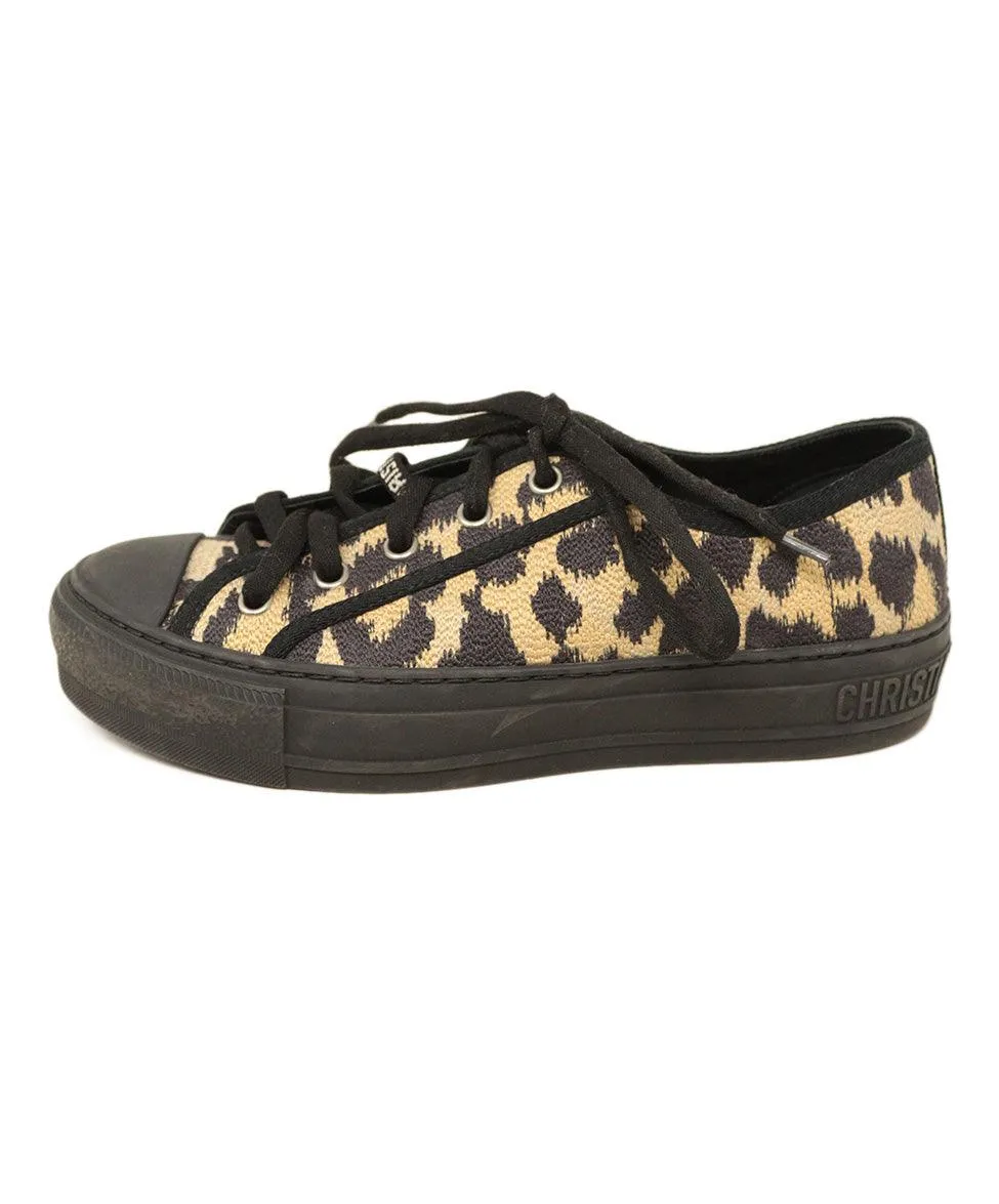 Christian Dior Black & Brown Leopard Print Sneakers sz 5