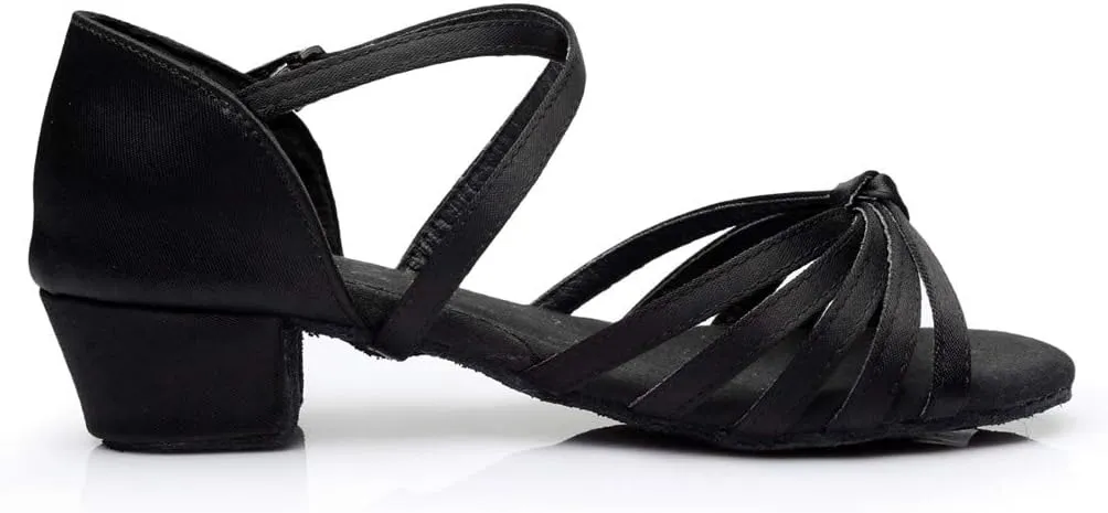 Chunky Dress Shoes for Women Open Toe Latin Dance Shoes Professional Ballroom Sandals Low Block Heeled Sandals