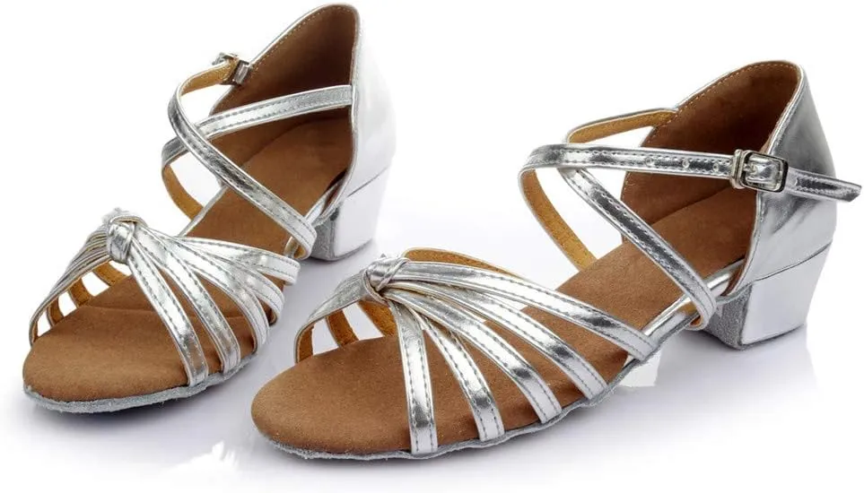 Chunky Dress Shoes for Women Open Toe Latin Dance Shoes Professional Ballroom Sandals Low Block Heeled Sandals
