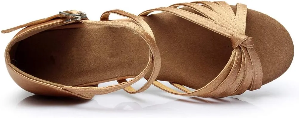 Chunky Dress Shoes for Women Open Toe Latin Dance Shoes Professional Ballroom Sandals Low Block Heeled Sandals