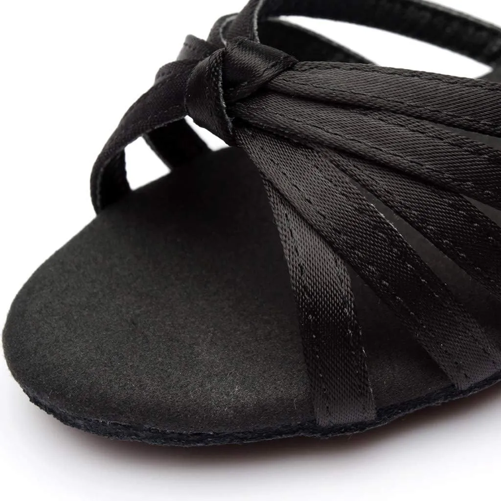 Chunky Dress Shoes for Women Open Toe Latin Dance Shoes Professional Ballroom Sandals Low Block Heeled Sandals