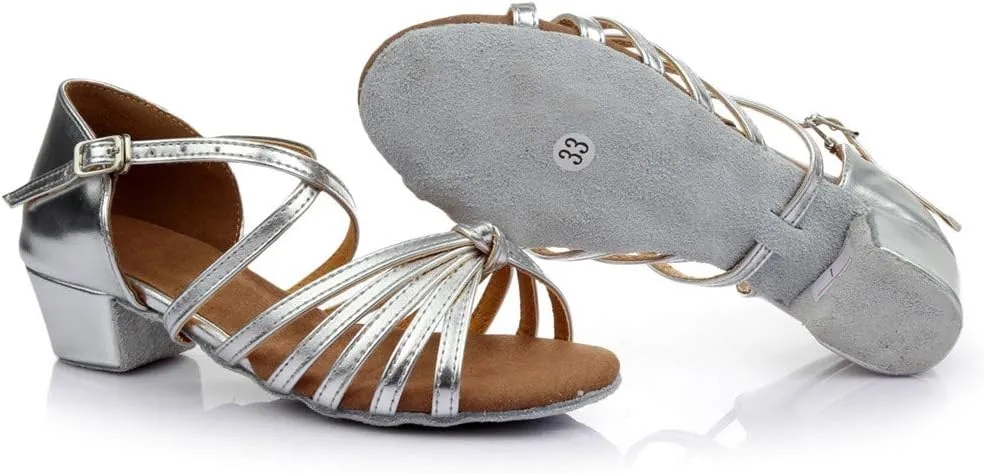 Chunky Dress Shoes for Women Open Toe Latin Dance Shoes Professional Ballroom Sandals Low Block Heeled Sandals