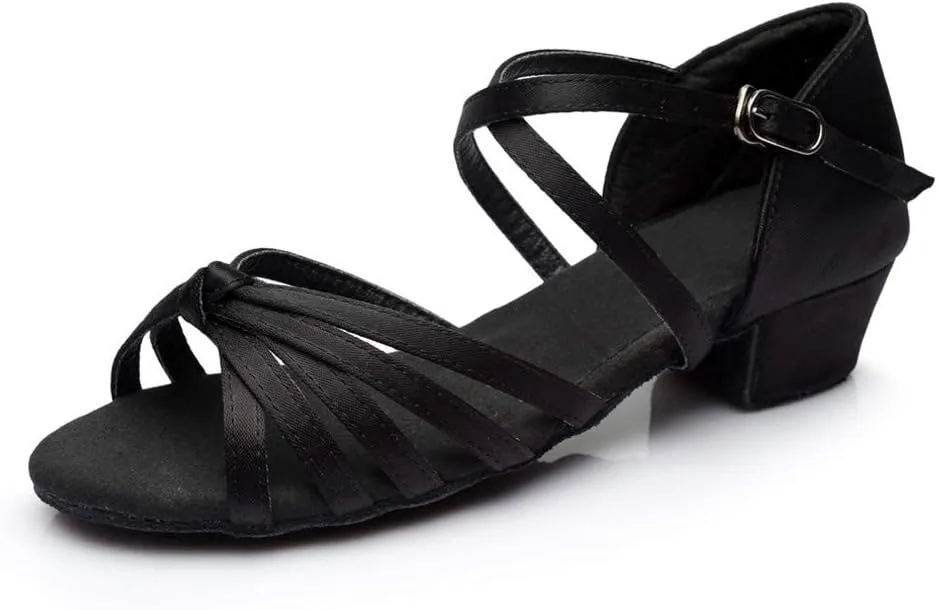 Chunky Dress Shoes for Women Open Toe Latin Dance Shoes Professional Ballroom Sandals Low Block Heeled Sandals