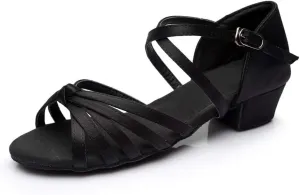 Chunky Dress Shoes for Women Open Toe Latin Dance Shoes Professional Ballroom Sandals Low Block Heeled Sandals