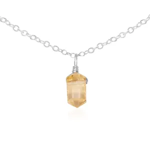 Citrine Mini Double Terminated Crystal Point Pendant Choker Necklace