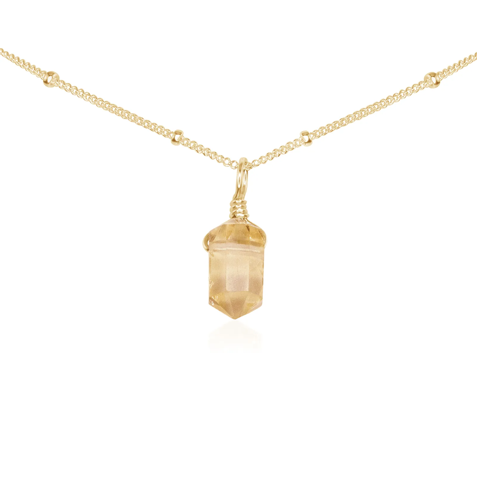 Citrine Mini Double Terminated Crystal Point Pendant Choker Necklace