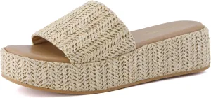 CUSHIONAIRE KUDOS Womens Platform Sandals  Wedge Sandals for Women, Comfortable Slip-On Shoes, Dressy Summer Sandals with Cushioned Footbed
