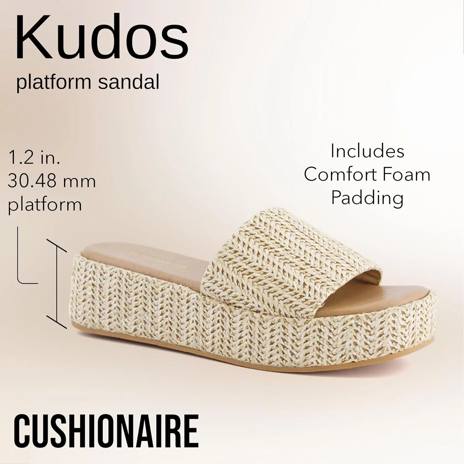 CUSHIONAIRE KUDOS Womens Platform Sandals  Wedge Sandals for Women, Comfortable Slip-On Shoes, Dressy Summer Sandals with Cushioned Footbed