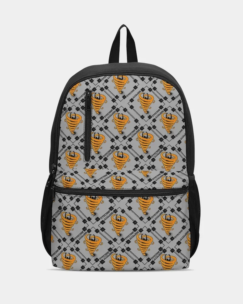 Cyclone Gray- Diamond Pattern 2023 - theagencyheadquarters Duo-Zip Front Canvas Backpack