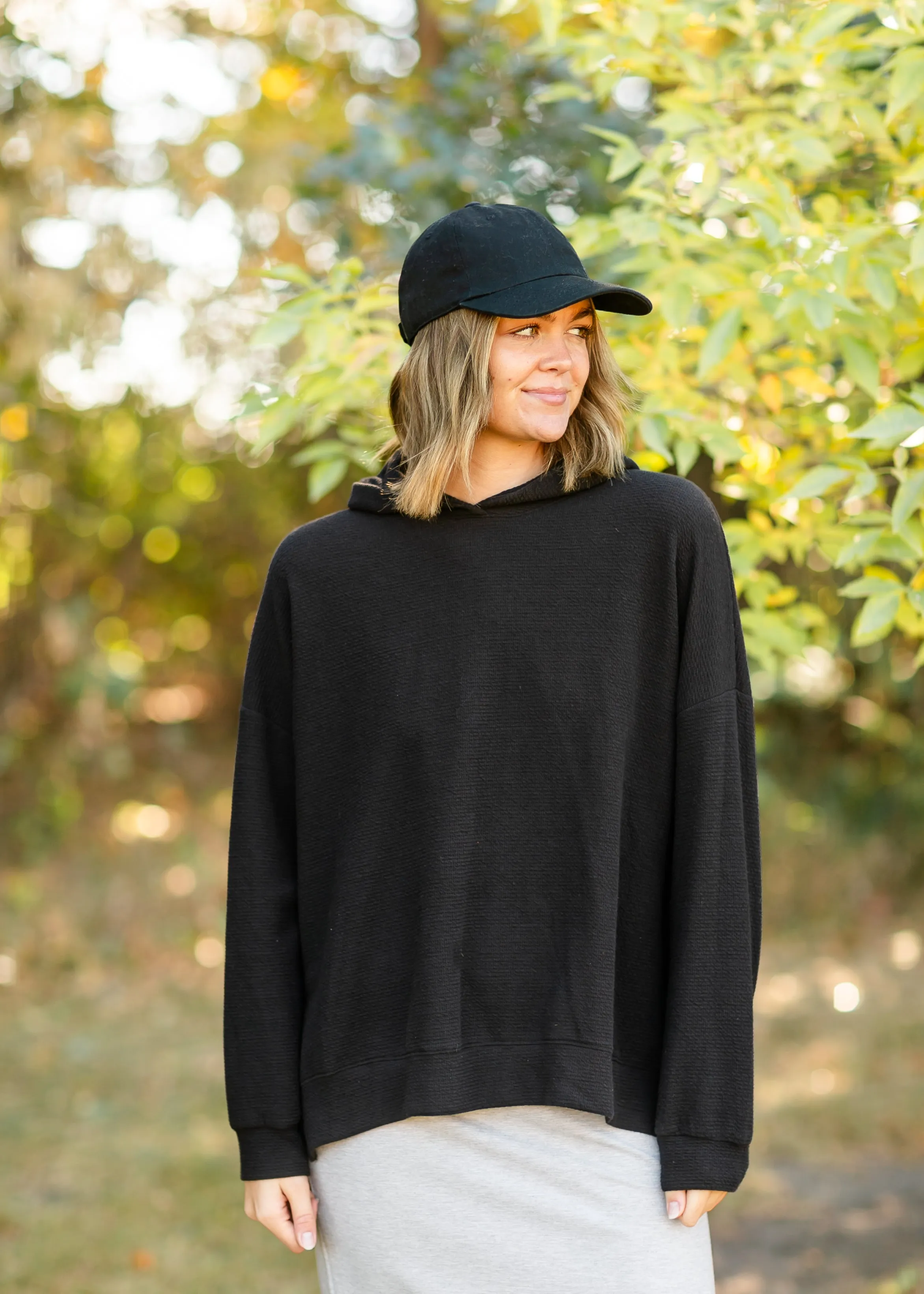 Dana Textured Knit Relaxed Fit Hoodie
