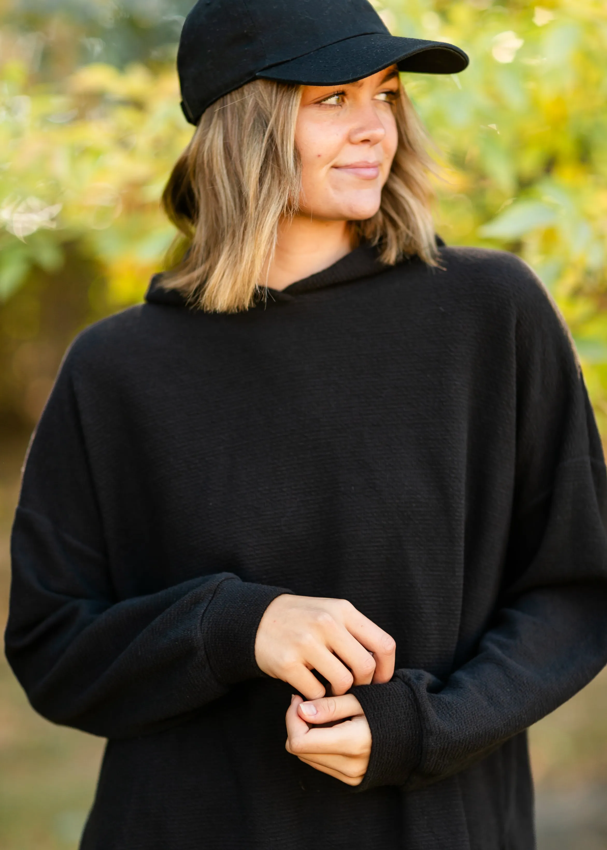 Dana Textured Knit Relaxed Fit Hoodie
