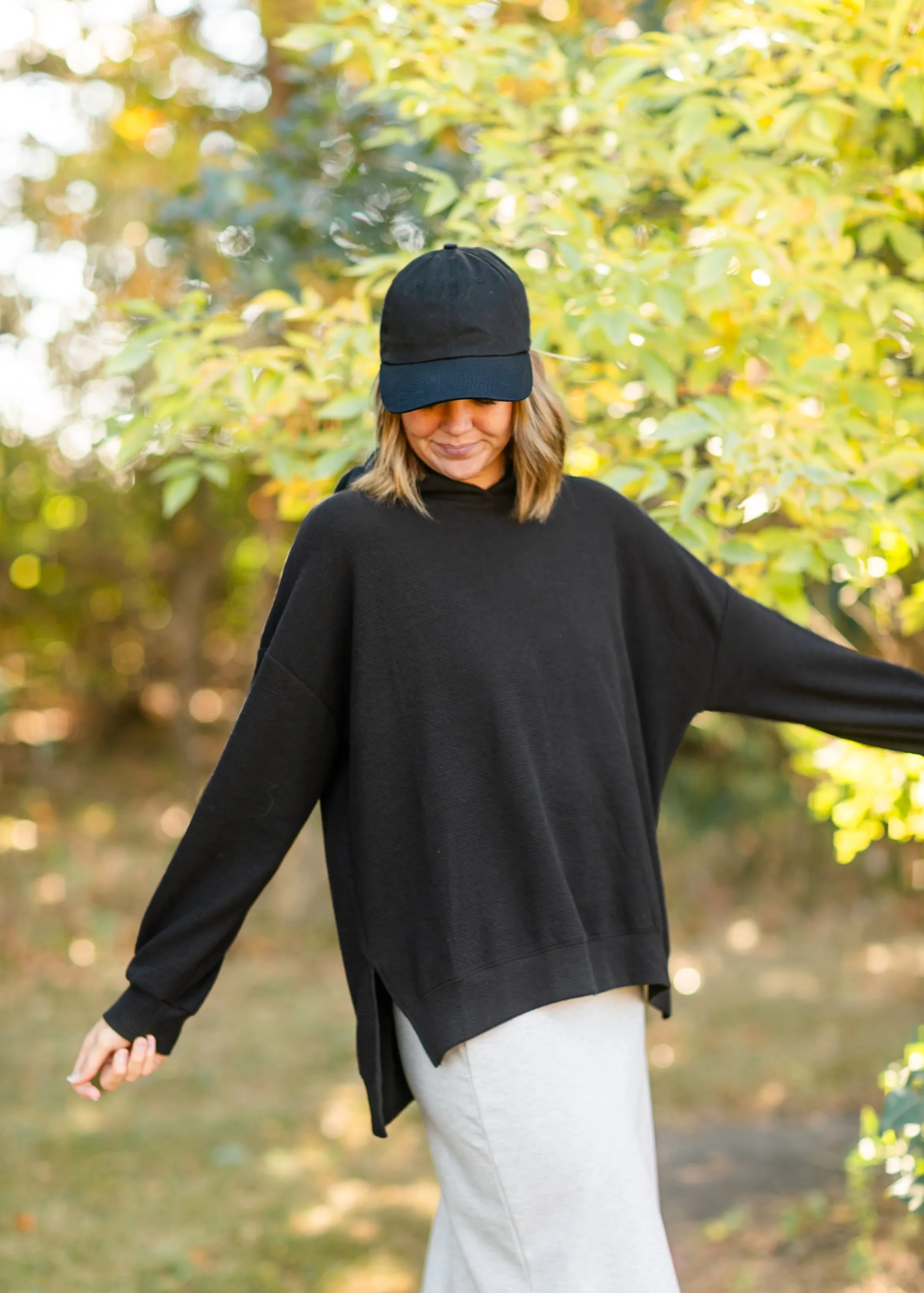 Dana Textured Knit Relaxed Fit Hoodie