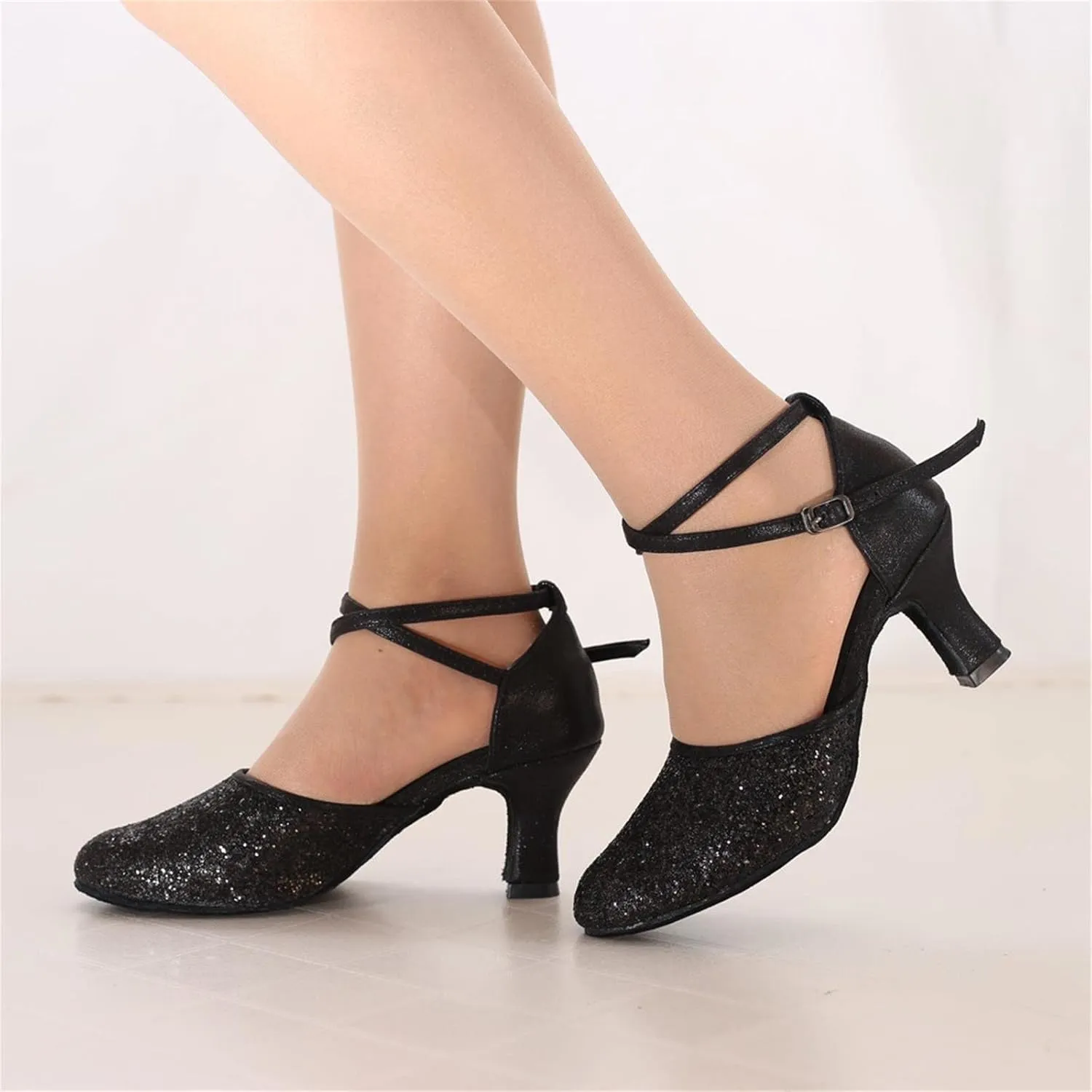 Dancing Shoes for Woman Latin Dance Shoes Chunky Prom Shoe Ballroom Dance Shoe Closed Toe Tango Pumps