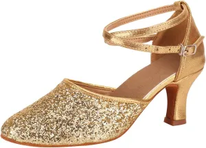 Dancing Shoes for Woman Latin Dance Shoes Chunky Prom Shoe Ballroom Dance Shoe Closed Toe Tango Pumps
