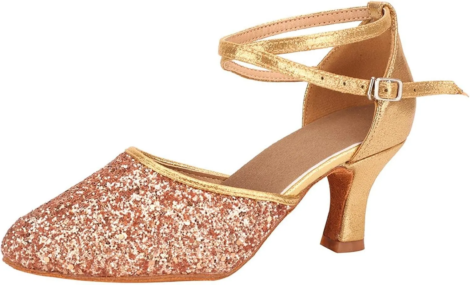 Dancing Shoes for Woman Latin Dance Shoes Chunky Prom Shoe Ballroom Dance Shoe Closed Toe Tango Pumps