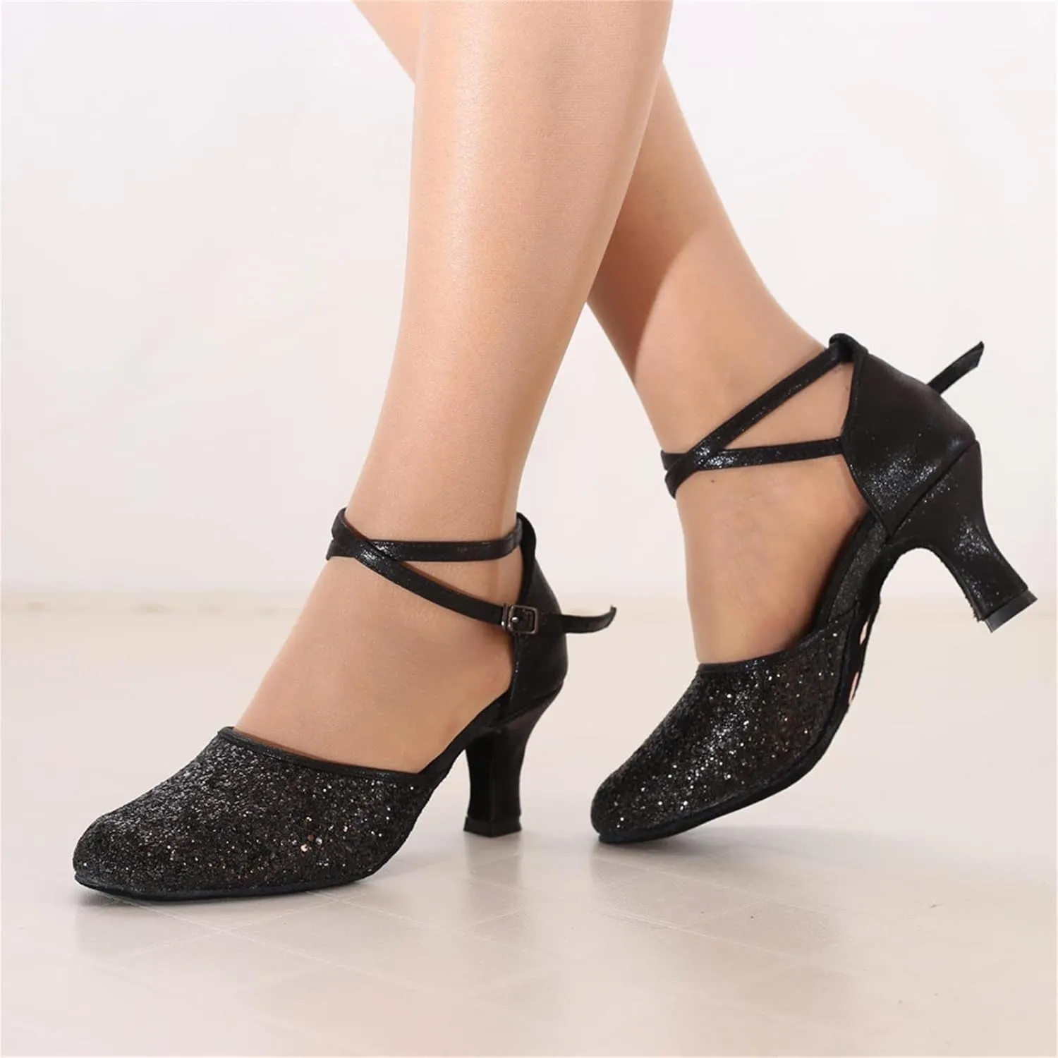 Dancing Shoes for Woman Latin Dance Shoes Chunky Prom Shoe Ballroom Dance Shoe Closed Toe Tango Pumps