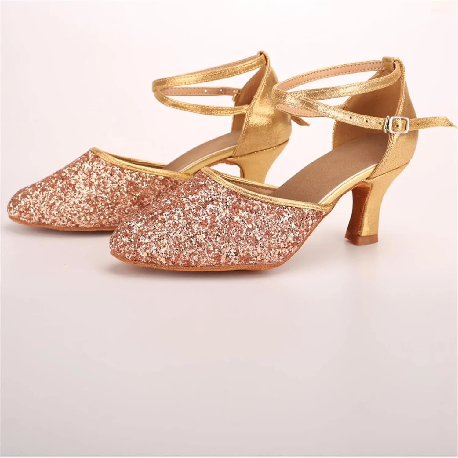Dancing Shoes for Woman Latin Dance Shoes Chunky Prom Shoe Ballroom Dance Shoe Closed Toe Tango Pumps