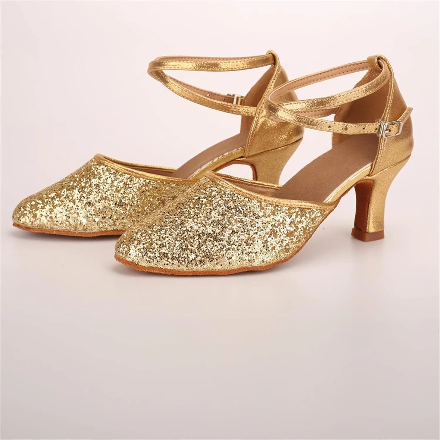 Dancing Shoes for Woman Latin Dance Shoes Chunky Prom Shoe Ballroom Dance Shoe Closed Toe Tango Pumps