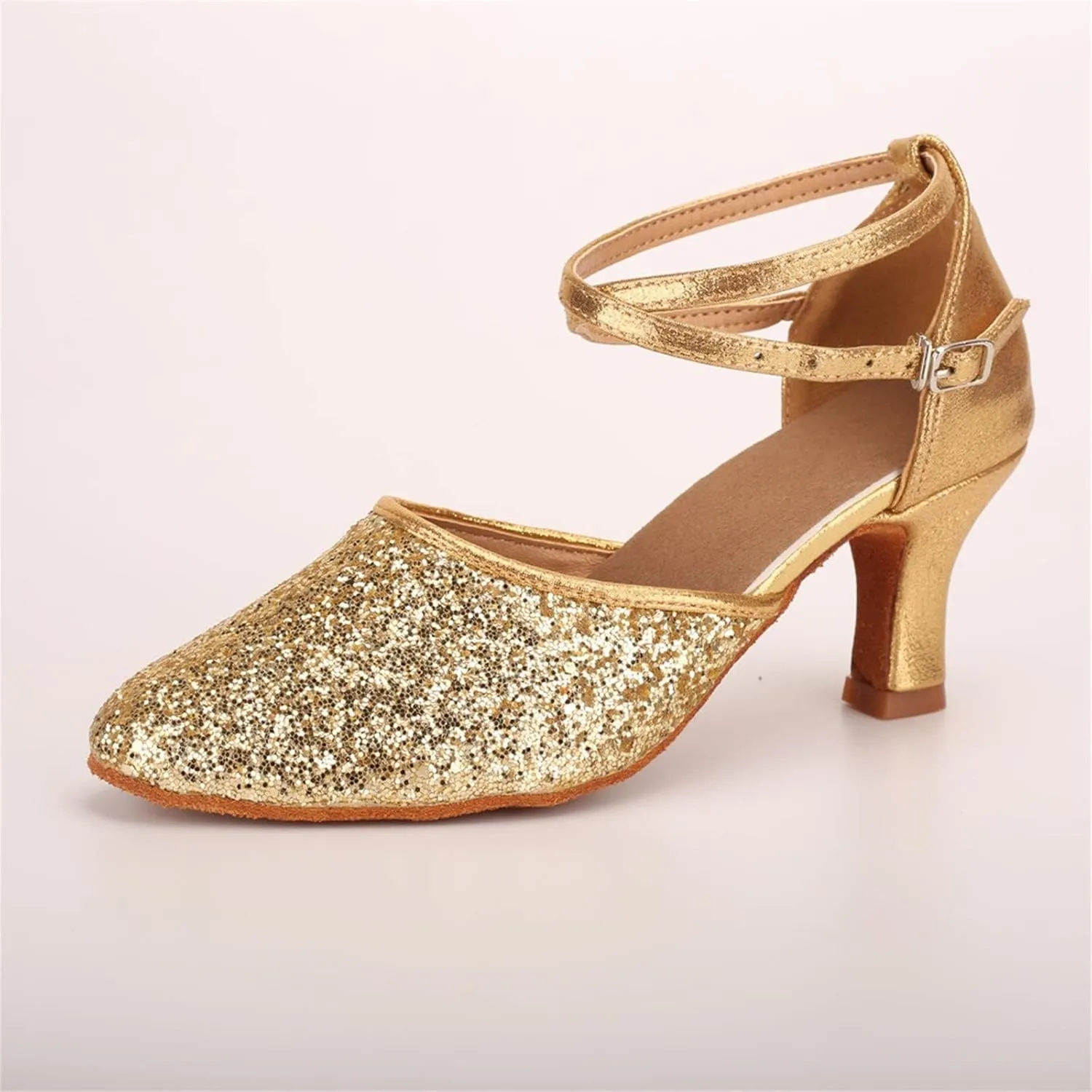 Dancing Shoes for Woman Latin Dance Shoes Chunky Prom Shoe Ballroom Dance Shoe Closed Toe Tango Pumps