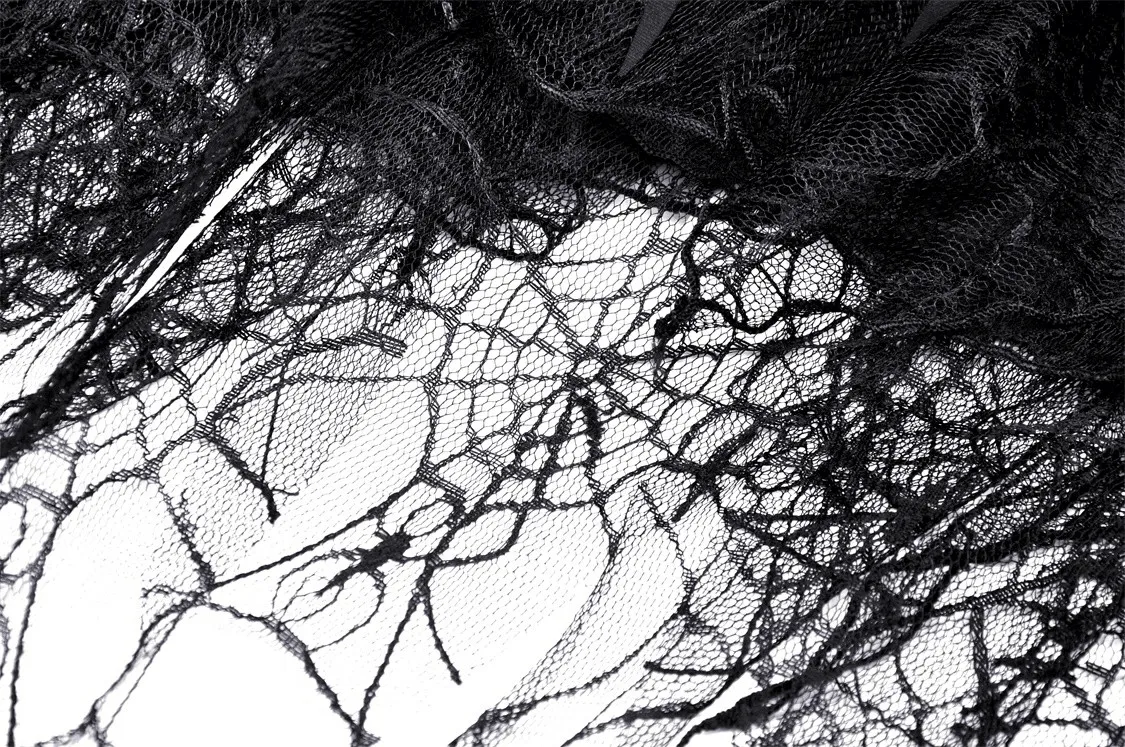 Dark Punk Lace Spiderweb Mini Skirt with Edgy Belt Detail
