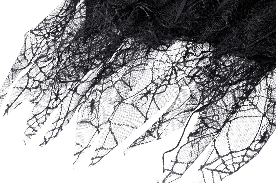 Dark Punk Lace Spiderweb Mini Skirt with Edgy Belt Detail