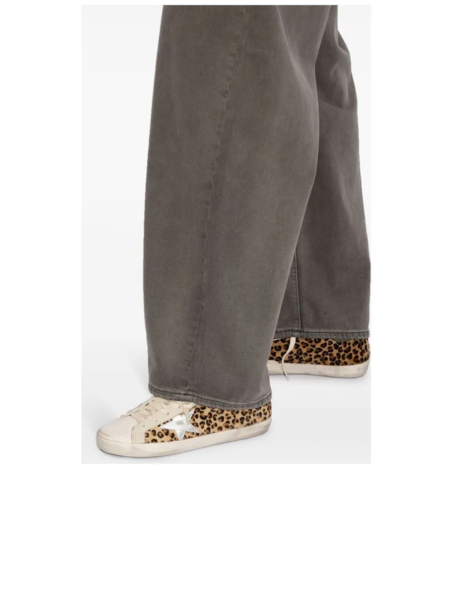 Distressed Effect Leopard Print Sneakers