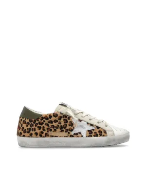 Distressed Effect Leopard Print Sneakers