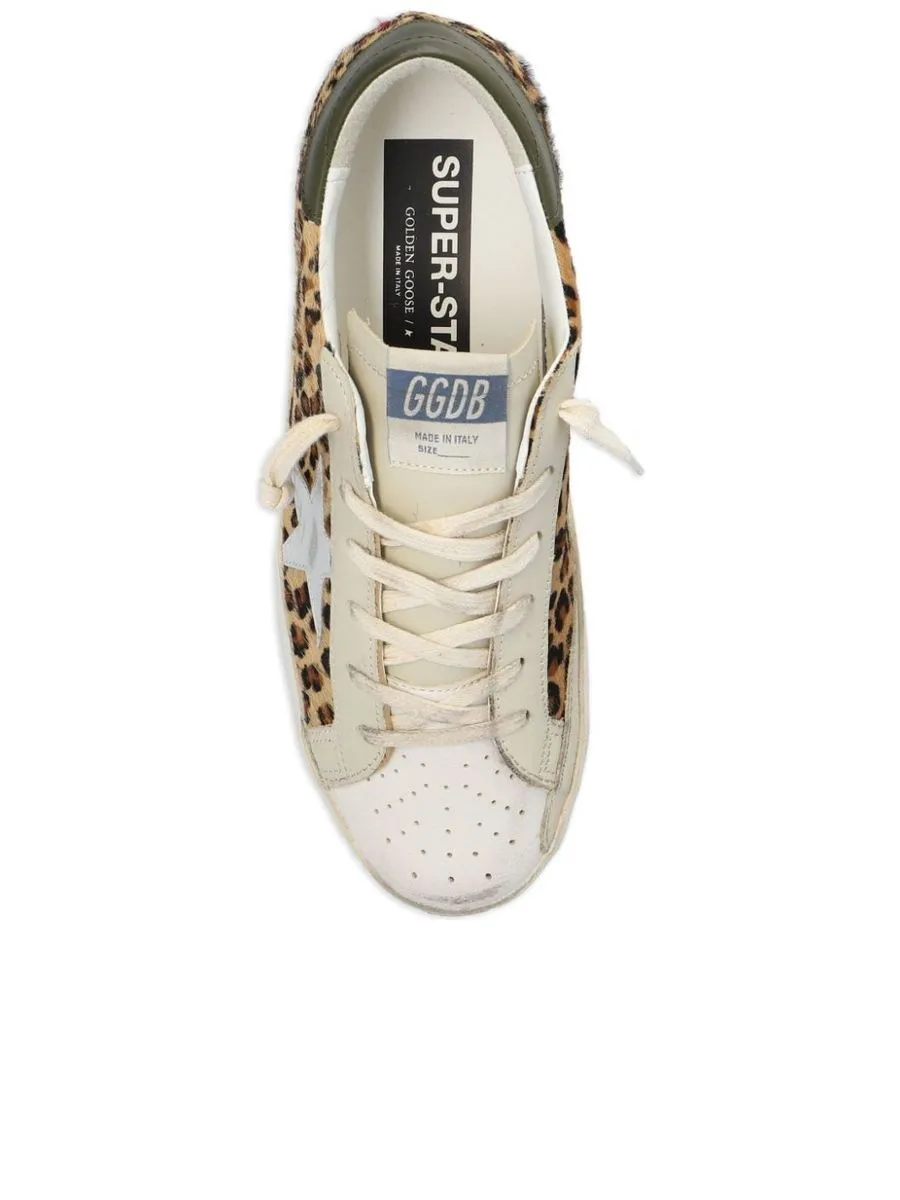 Distressed Effect Leopard Print Sneakers