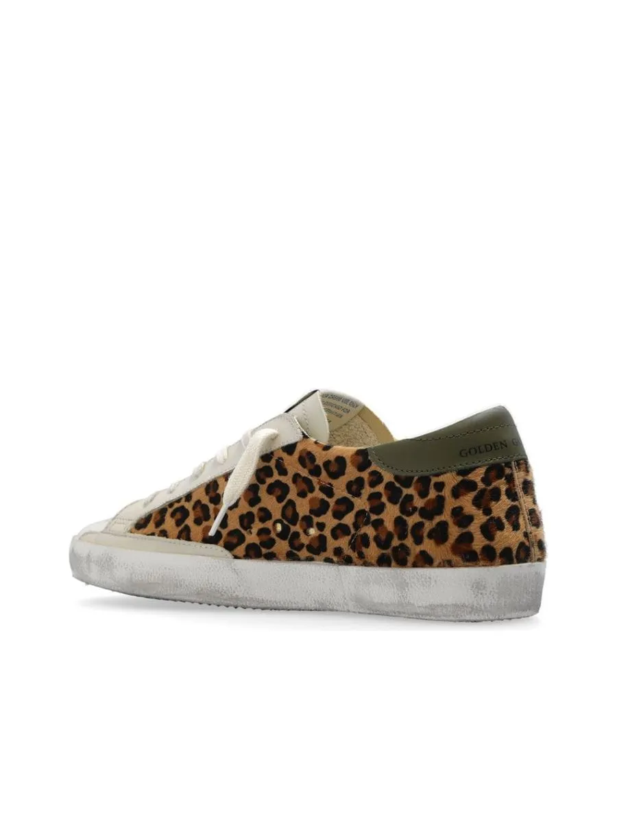 Distressed Effect Leopard Print Sneakers