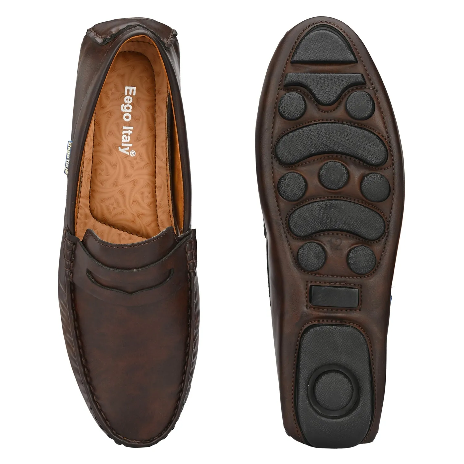 Eego Italy Plus Size Loafers GT-12-BROWN