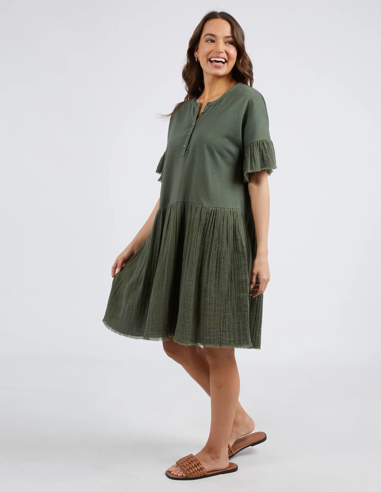 Elm Fable Dress Khaki