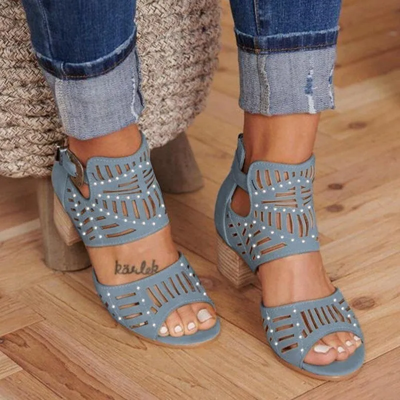elveswallet Buckle Peep Toe Hollow Out  Shoes