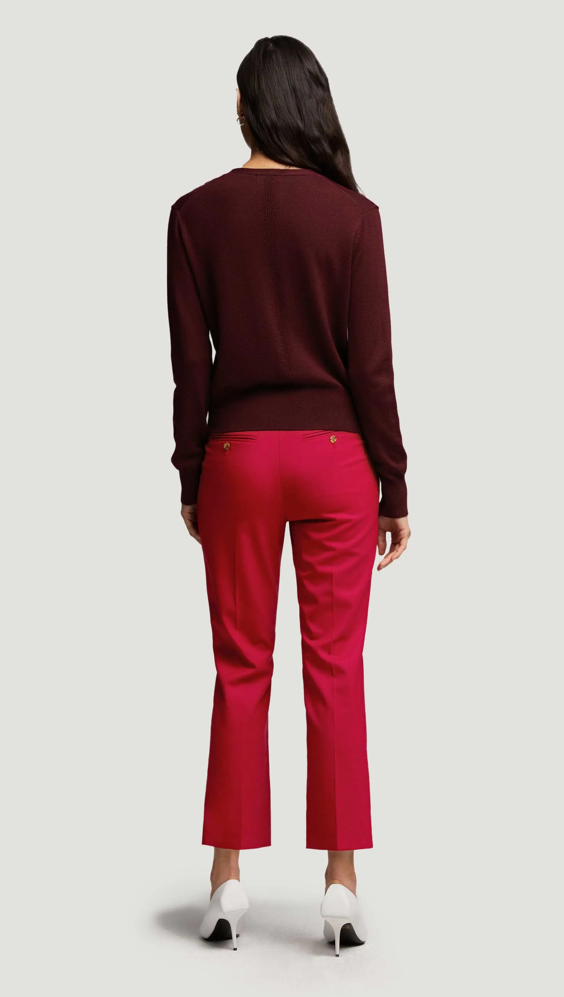 Everyday Knit Crew Cardigan in Merino Wool | Burgundy