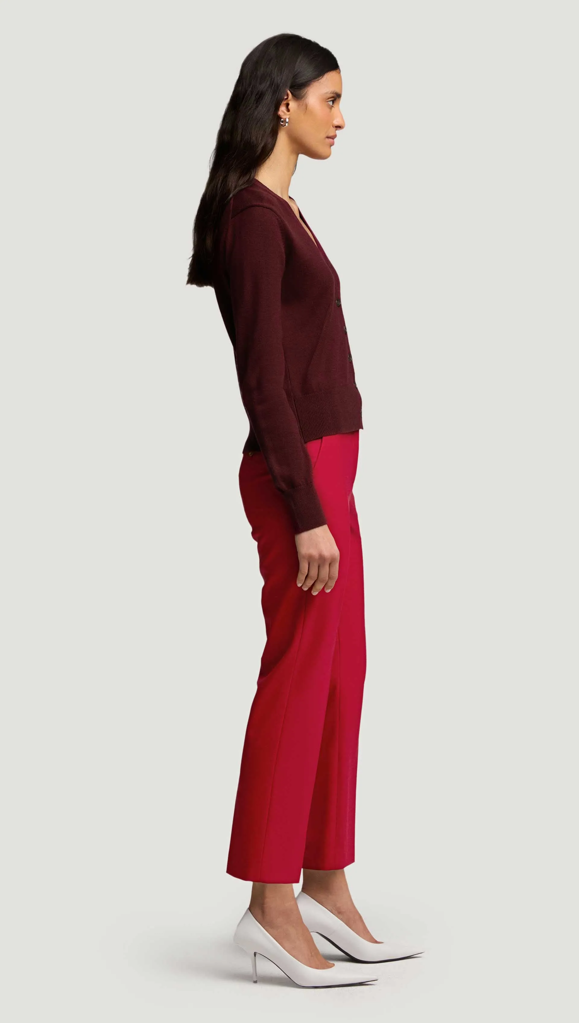 Everyday Knit Crew Cardigan in Merino Wool | Burgundy