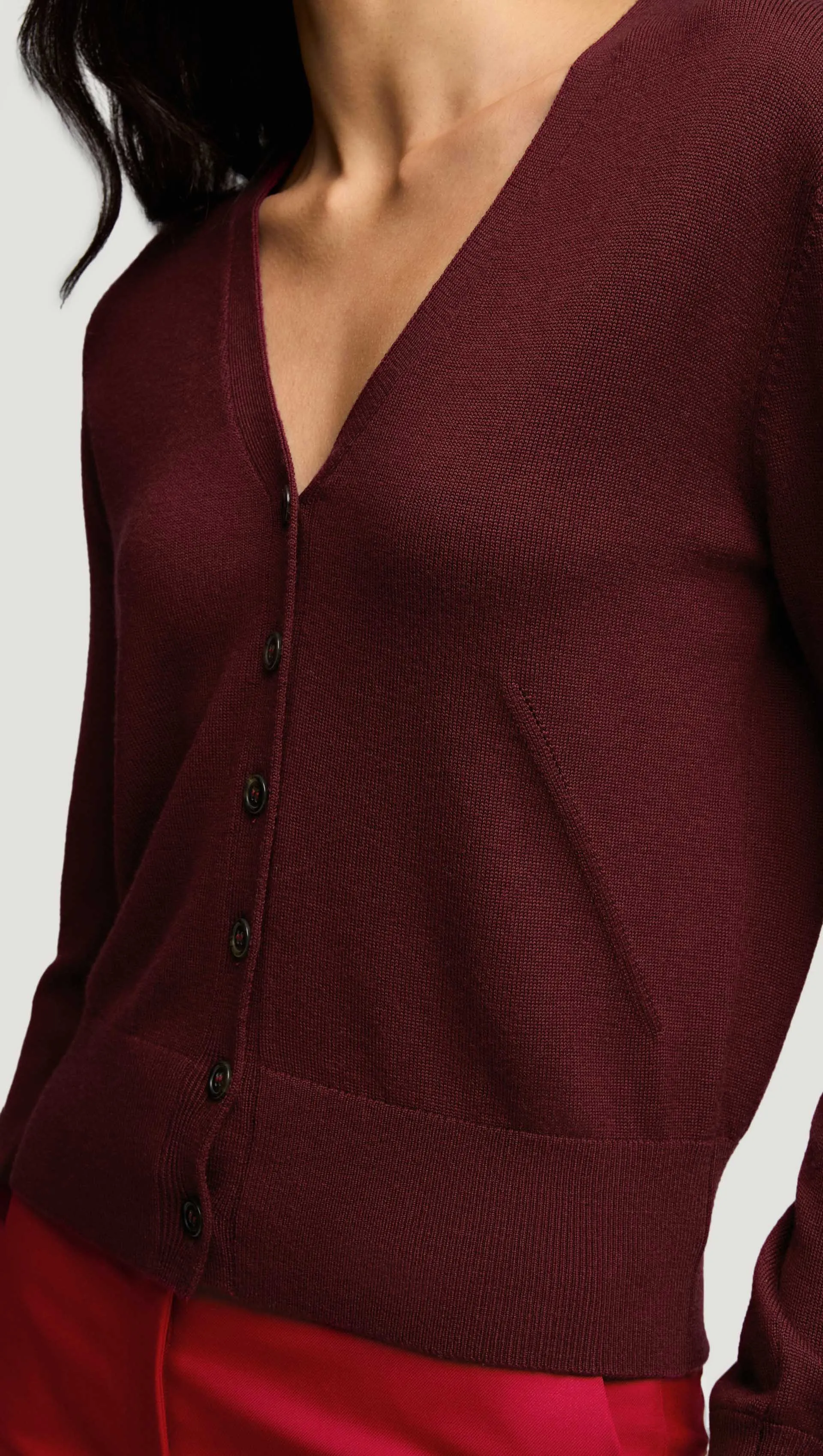 Everyday Knit Crew Cardigan in Merino Wool | Burgundy