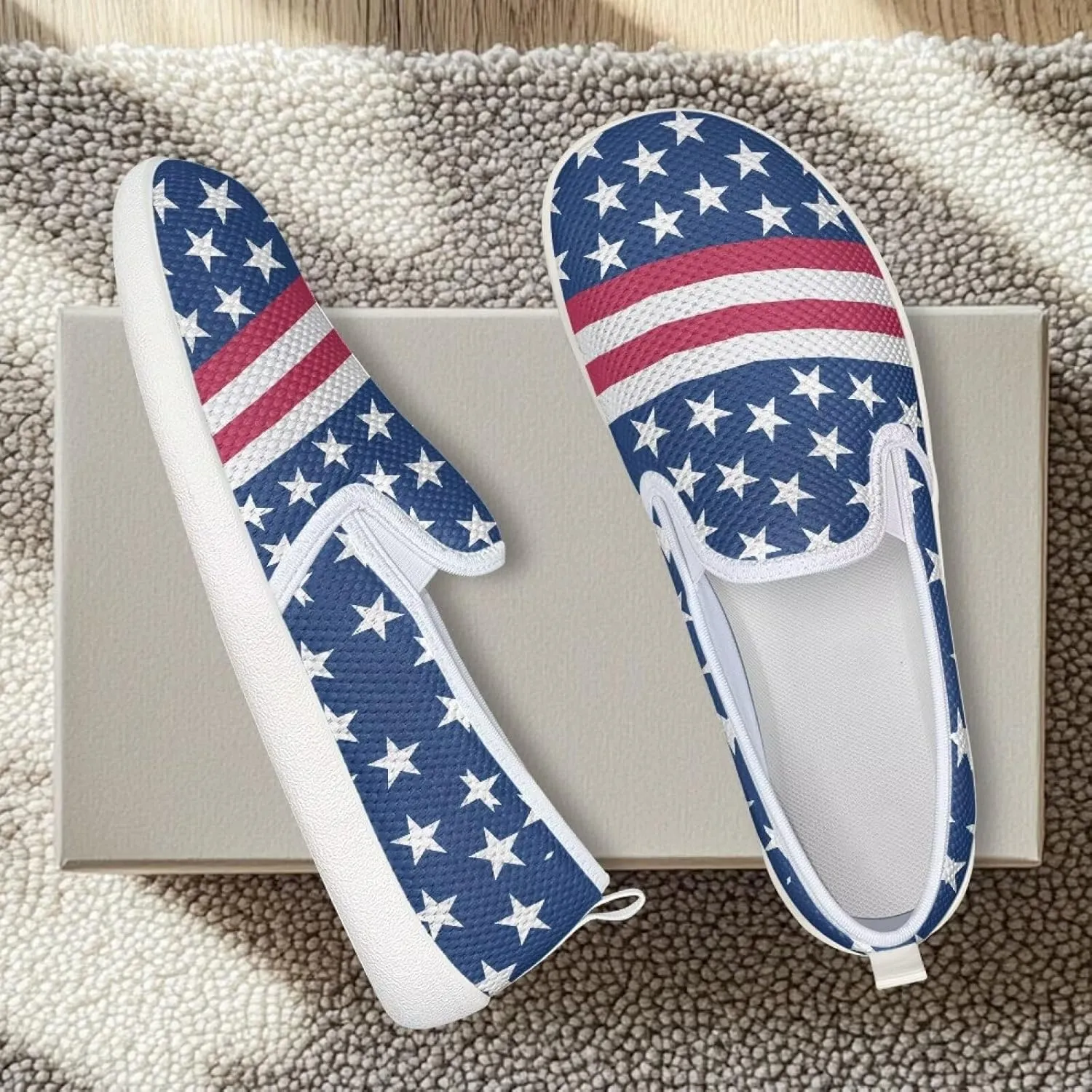 Fashion Wide Barefoot for Women Printing Shoes Lightweight Walking Casual Slip Ons Comfortable Art Painted Soft Shoes US Size 6-11
