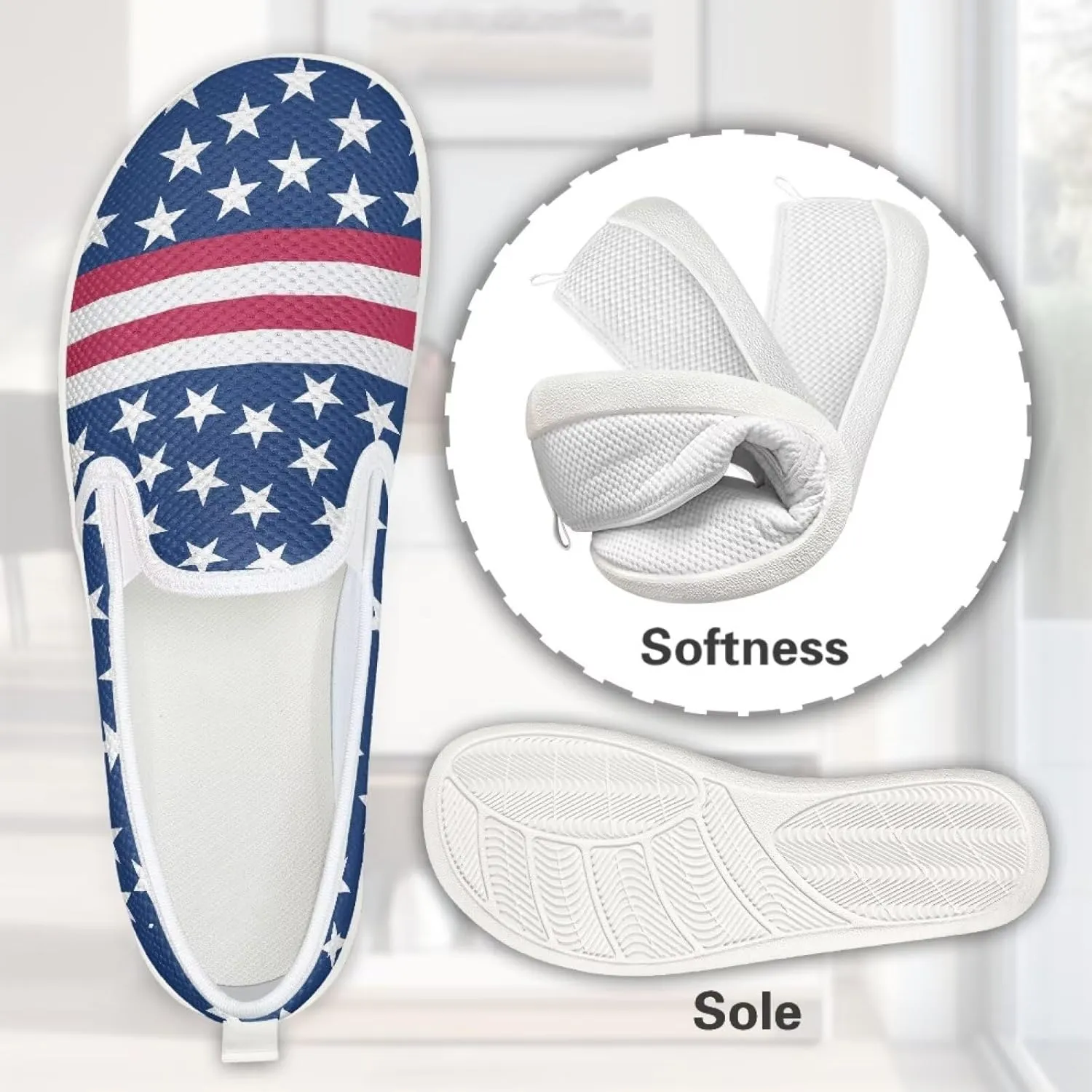 Fashion Wide Barefoot for Women Printing Shoes Lightweight Walking Casual Slip Ons Comfortable Art Painted Soft Shoes US Size 6-11