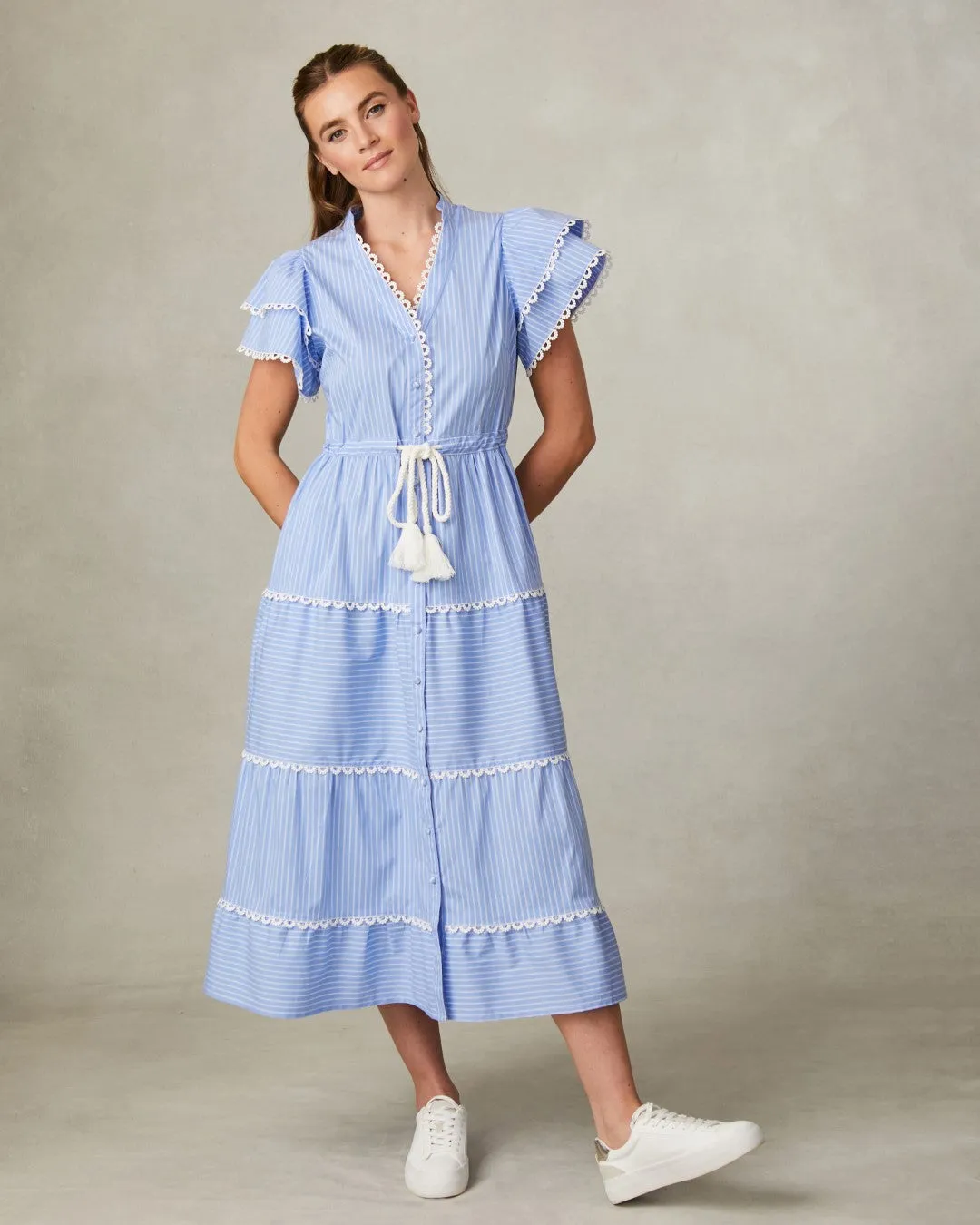 FEE G BLUE COTTON TIRED DRESS 83864 125