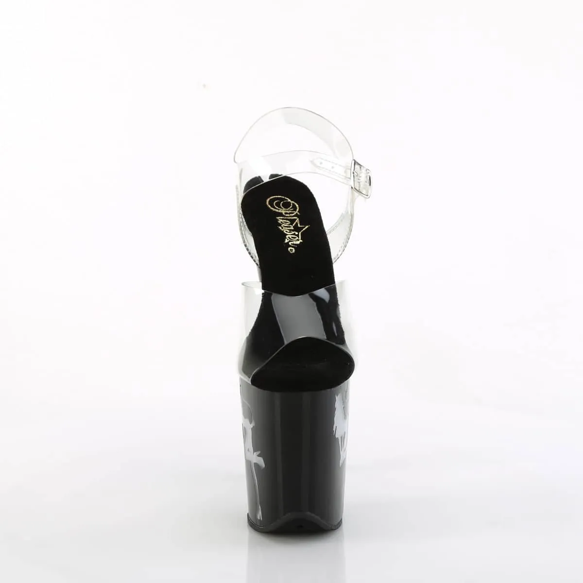 FLAMINGO-808NLDG Black & Green Ankle Peep Toe High Heel