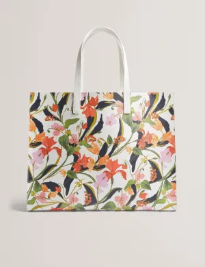 Florish Floral Printed Extra Large Icon Bag Cream