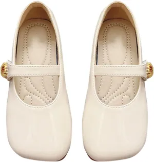 Girls Dress Leather Shoes Princess Flat Lightweight Soft Sole Non Slip Cute Pure Shoes Toddler Teen Kids Wedding Party