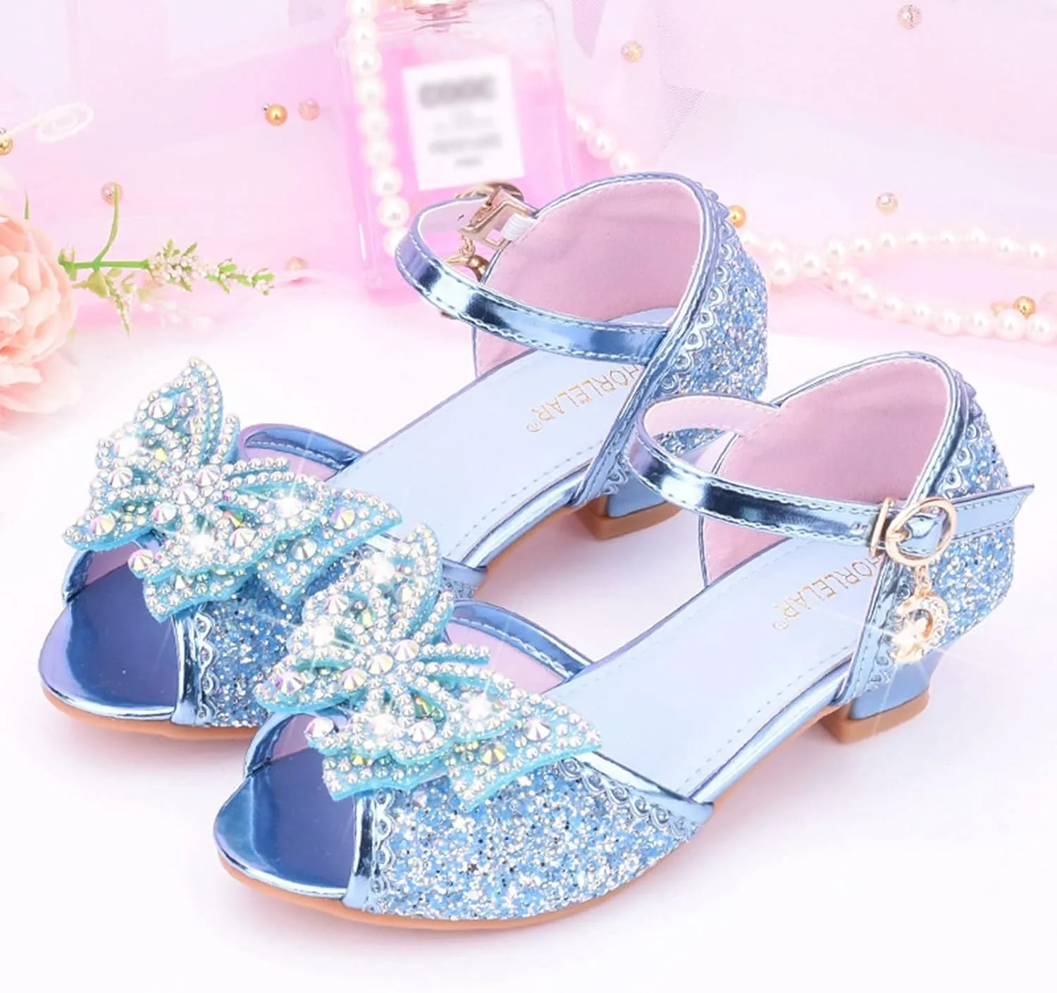 Girls Dress Shoes Mary Jane Shoes for Girls with Low Heel, Princess Flower Ballet Flats for Wedding School Party