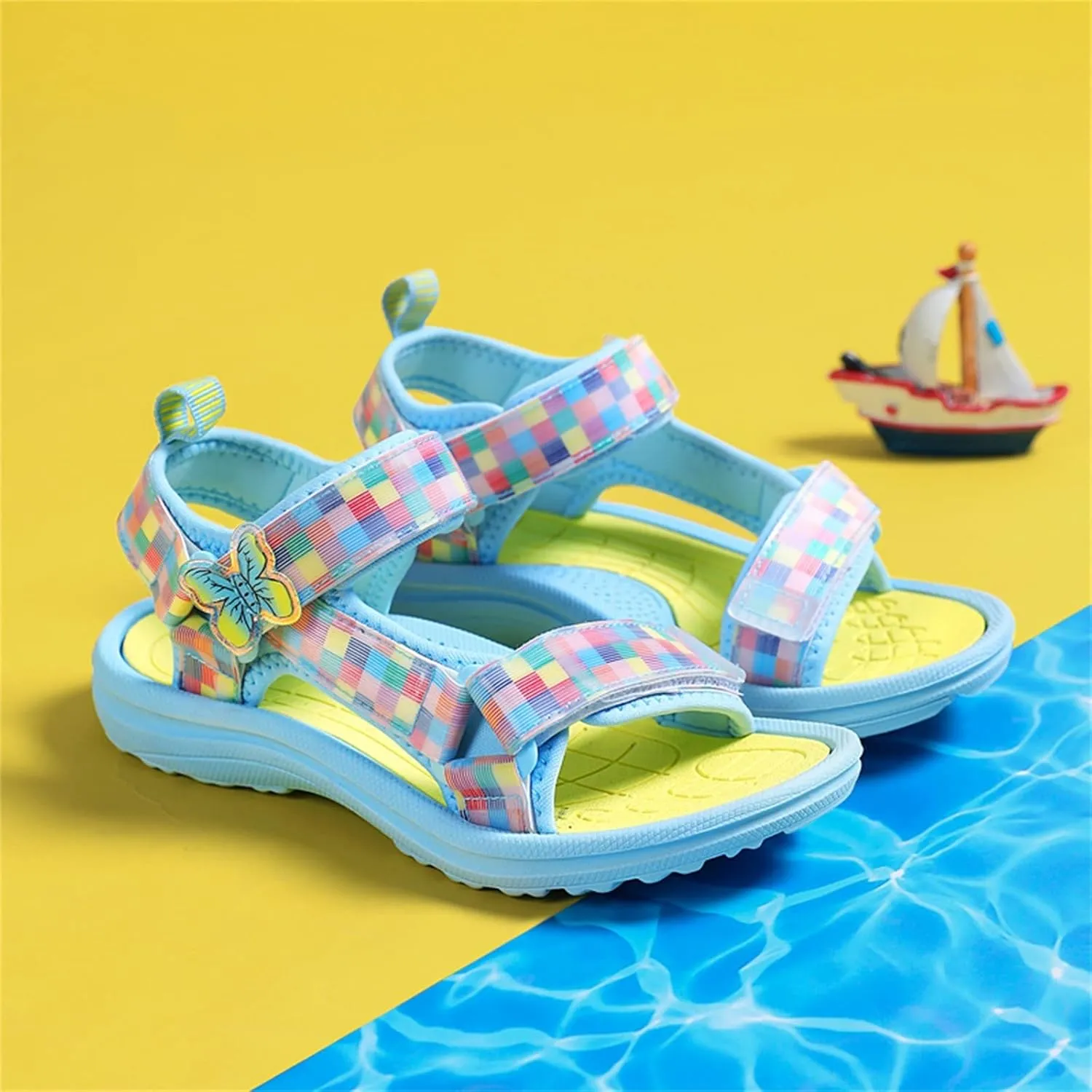 Girl's Hiking Sandals Kids Adjustable Straps Open Toe Lightweight Sport Shoes Toddler Home Slippers for Kids Girls