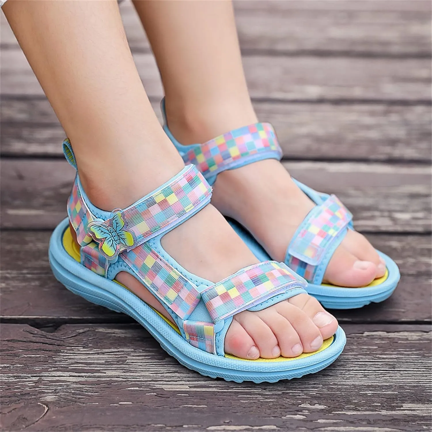 Girl's Hiking Sandals Kids Adjustable Straps Open Toe Lightweight Sport Shoes Toddler Home Slippers for Kids Girls