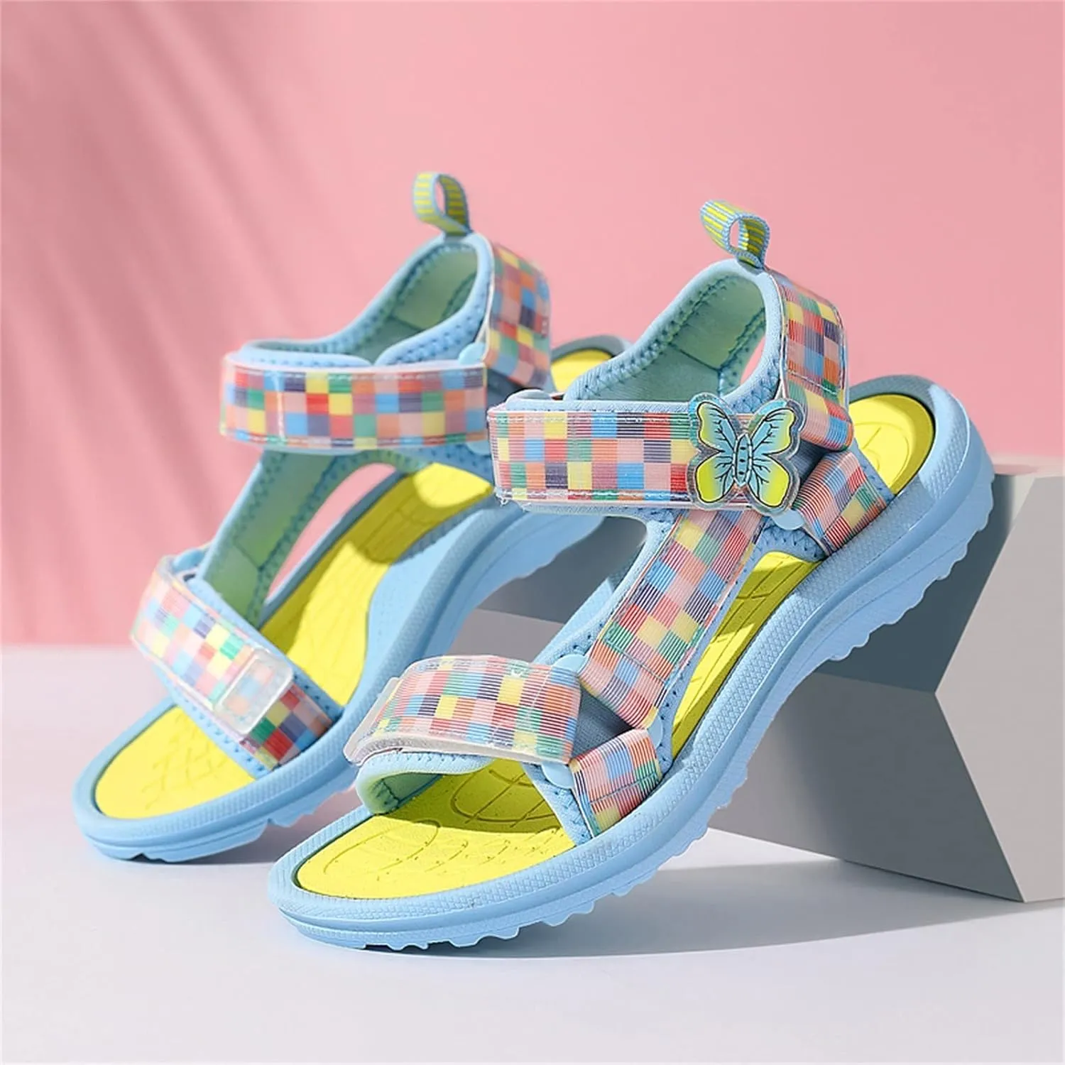 Girl's Hiking Sandals Kids Adjustable Straps Open Toe Lightweight Sport Shoes Toddler Home Slippers for Kids Girls