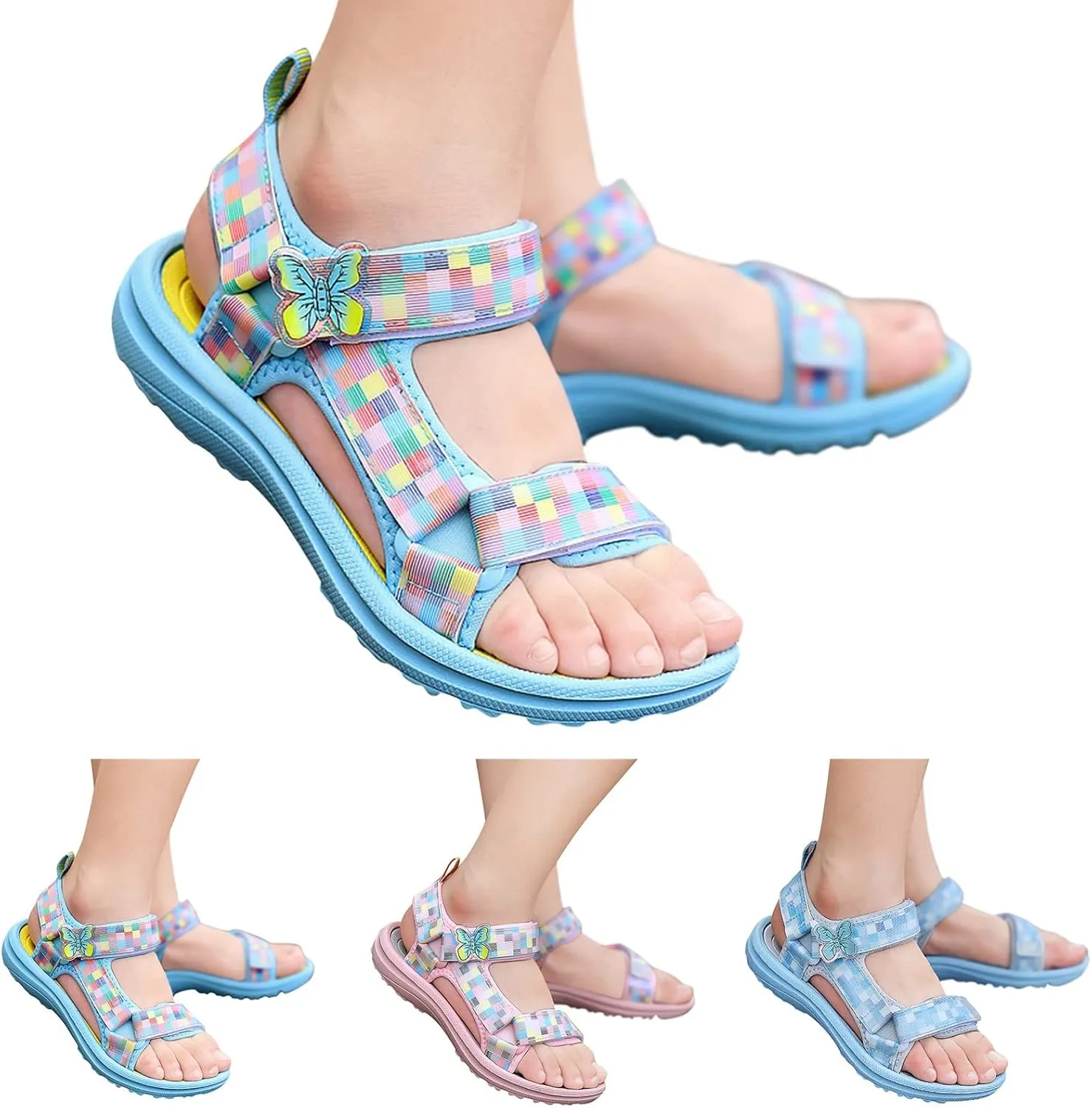 Girl's Hiking Sandals Kids Adjustable Straps Open Toe Lightweight Sport Shoes Toddler Home Slippers for Kids Girls