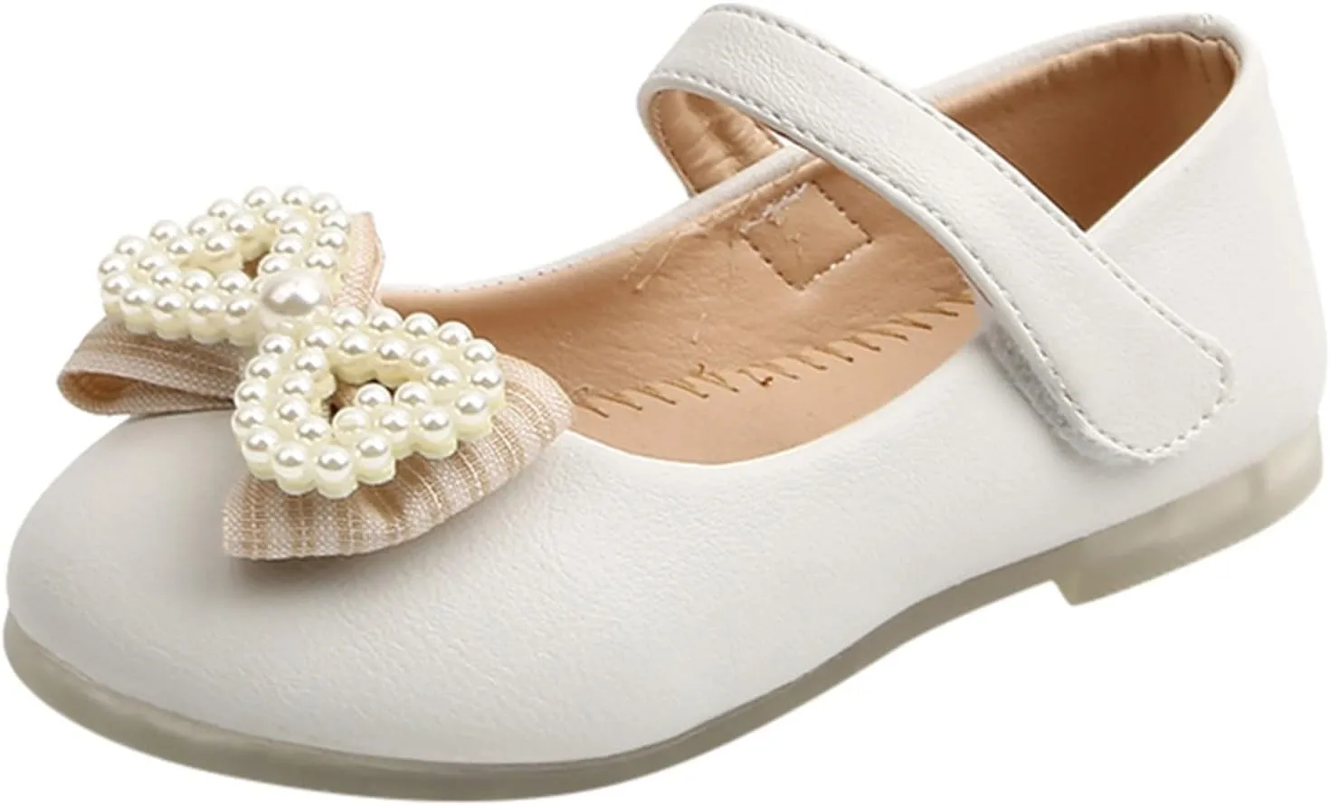 Girls Mary Jane Pearl Bowknot Ballerina Flat Shoes Flower Girl Wedding Party Bridesmaids Shoes Princess Ballet Flats